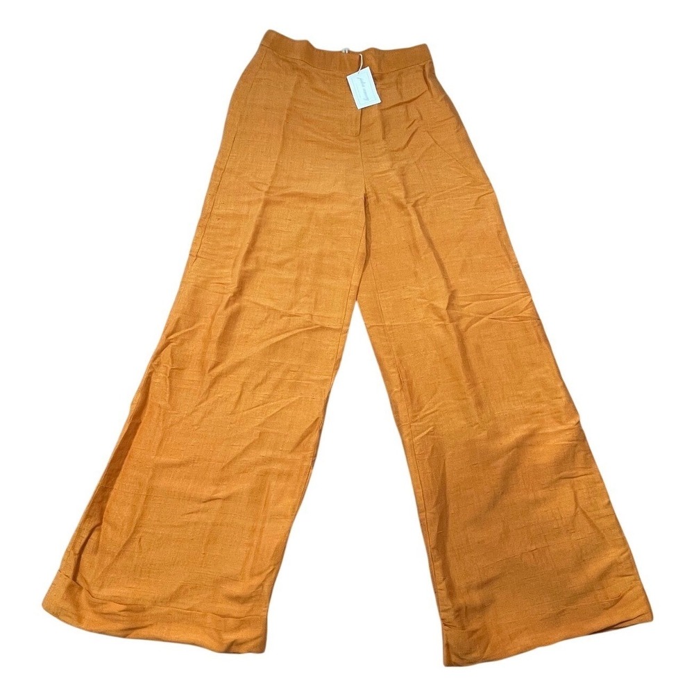 NWT Julia Amory Julia Silk Pants Wide Leg Trousers  Yellow Orange Gold Sz Large